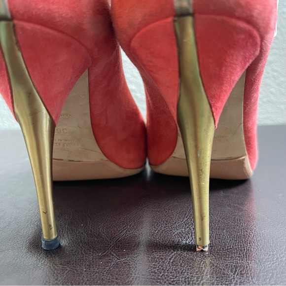 100% Authentic Miu Miu Coral Ankle Strap w Gold Heel Size 6.5 - Picture 12 of 12